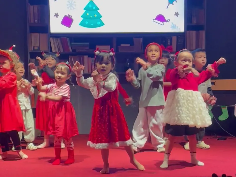 Kindergarten children dancing at the Christmas Talent Show