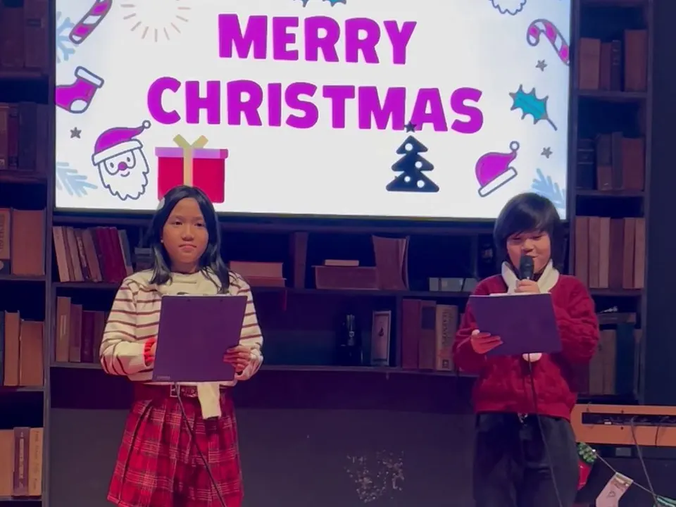 Students hosting the Christmas Talent Show