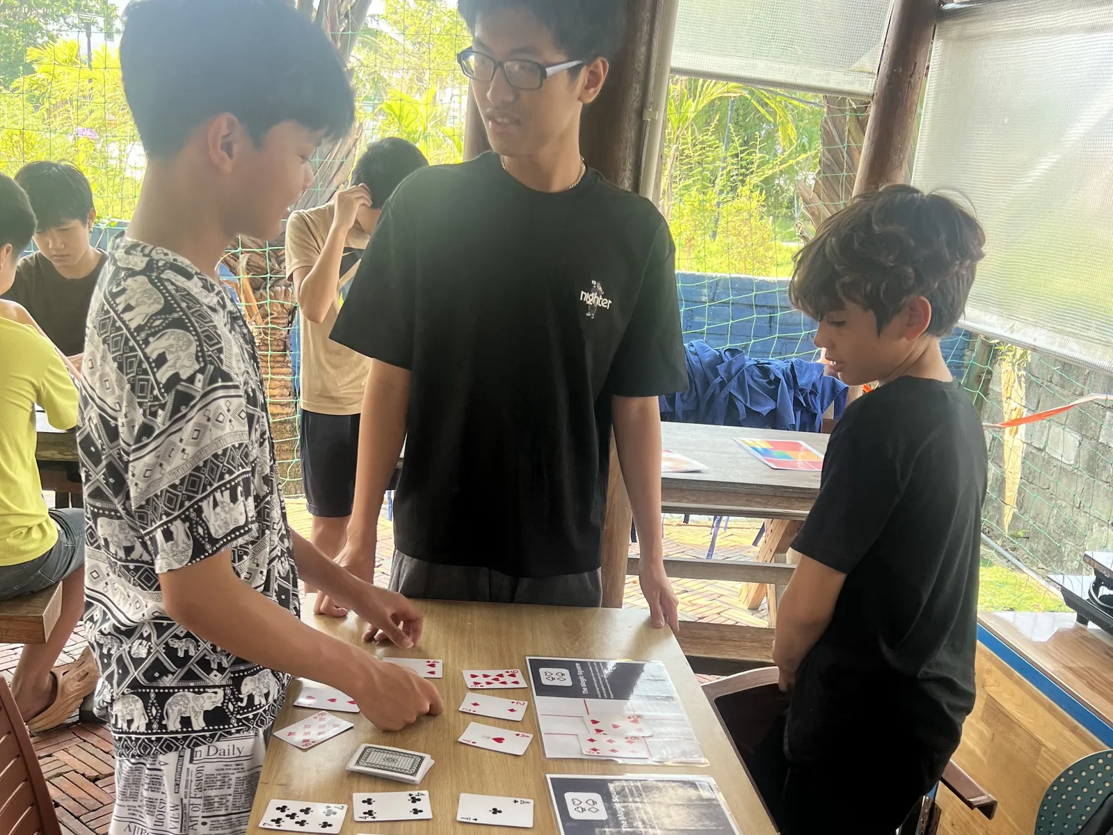 Students playing a maths card game at March Mathness