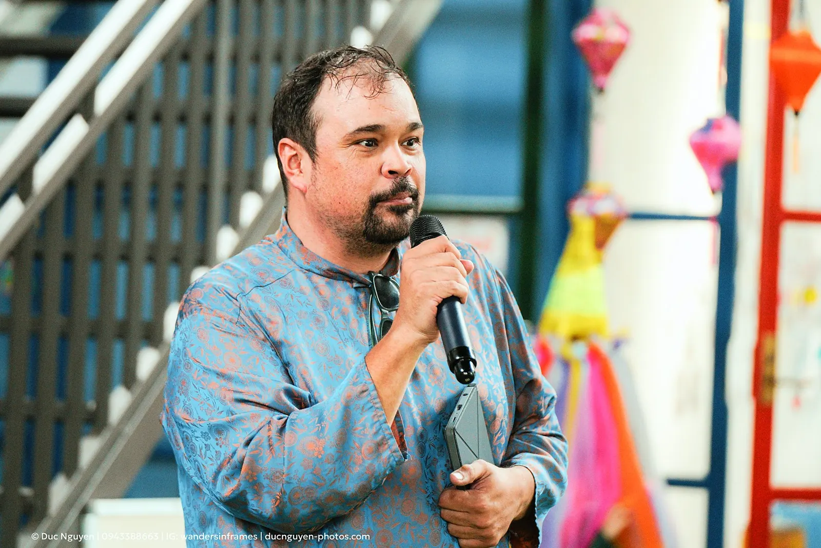 Mr. Seth speaking to families after the lion dance