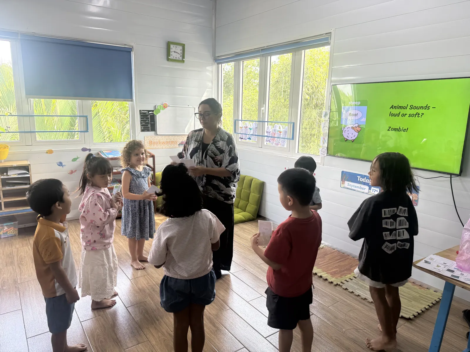 A Primary class working out whether animal sounds are loud or soft