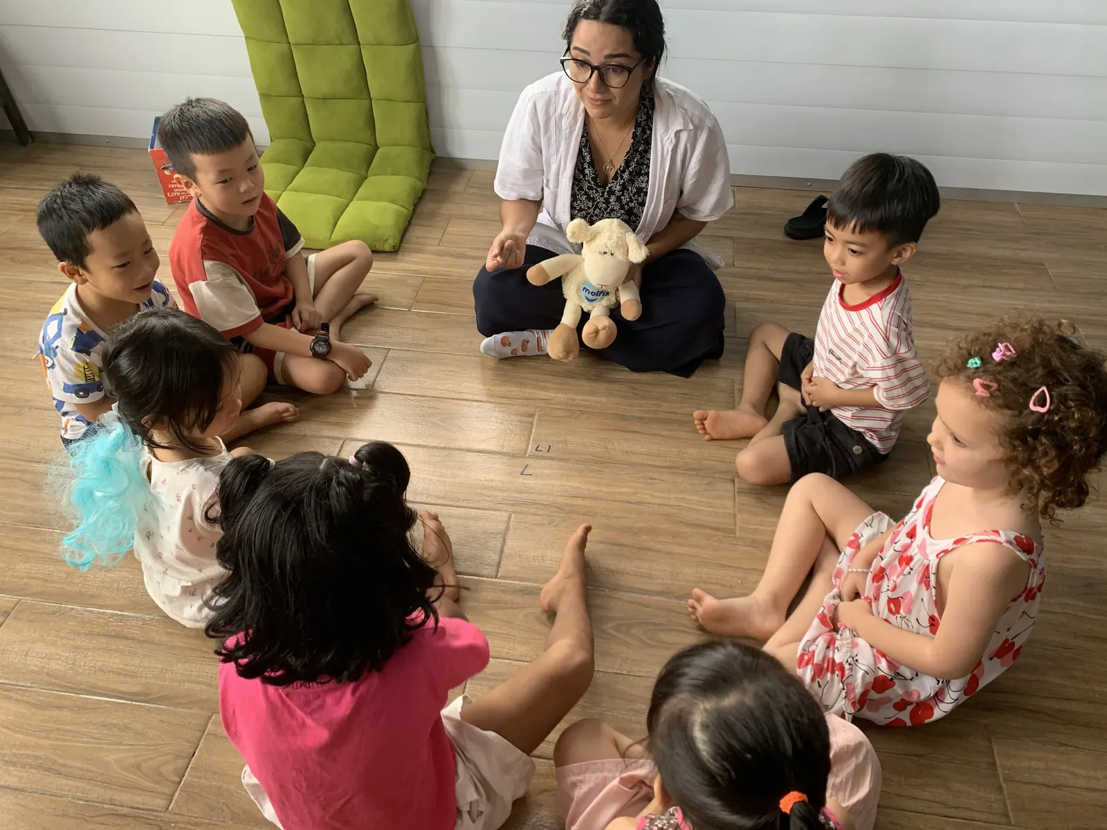 Ms. Solo and her Primary class at the start of the day
