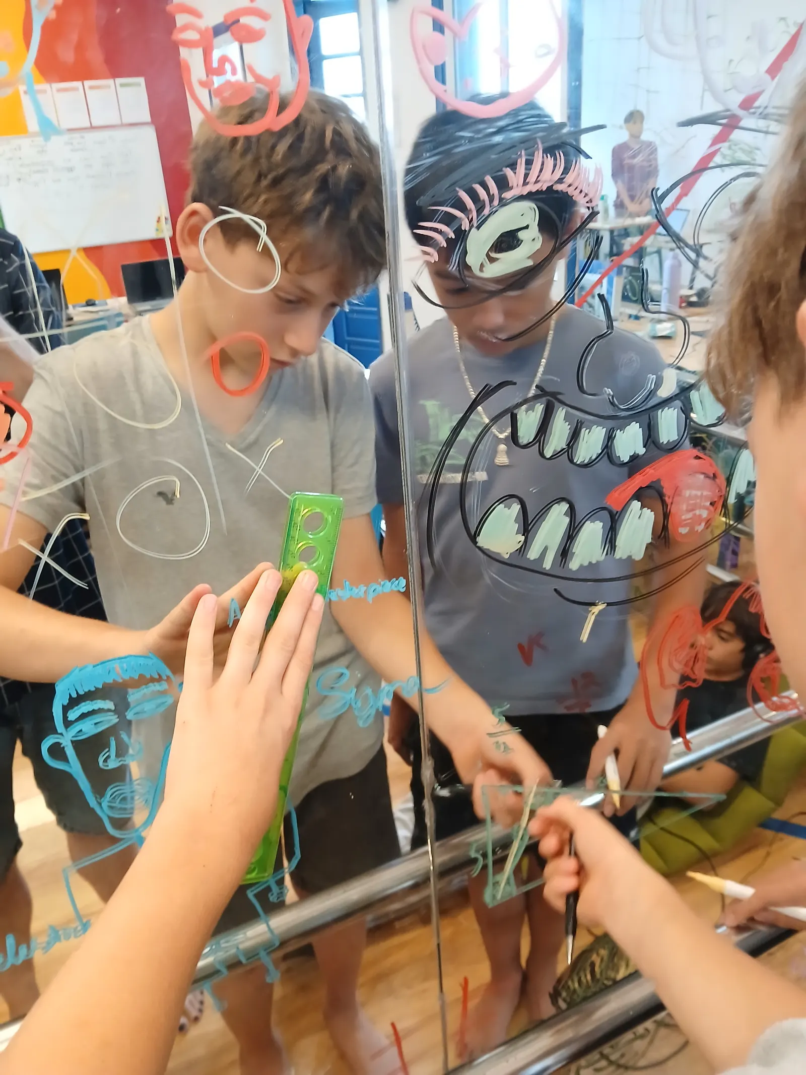 Upper Secondary students use a mirror and similar triangles to measure a height