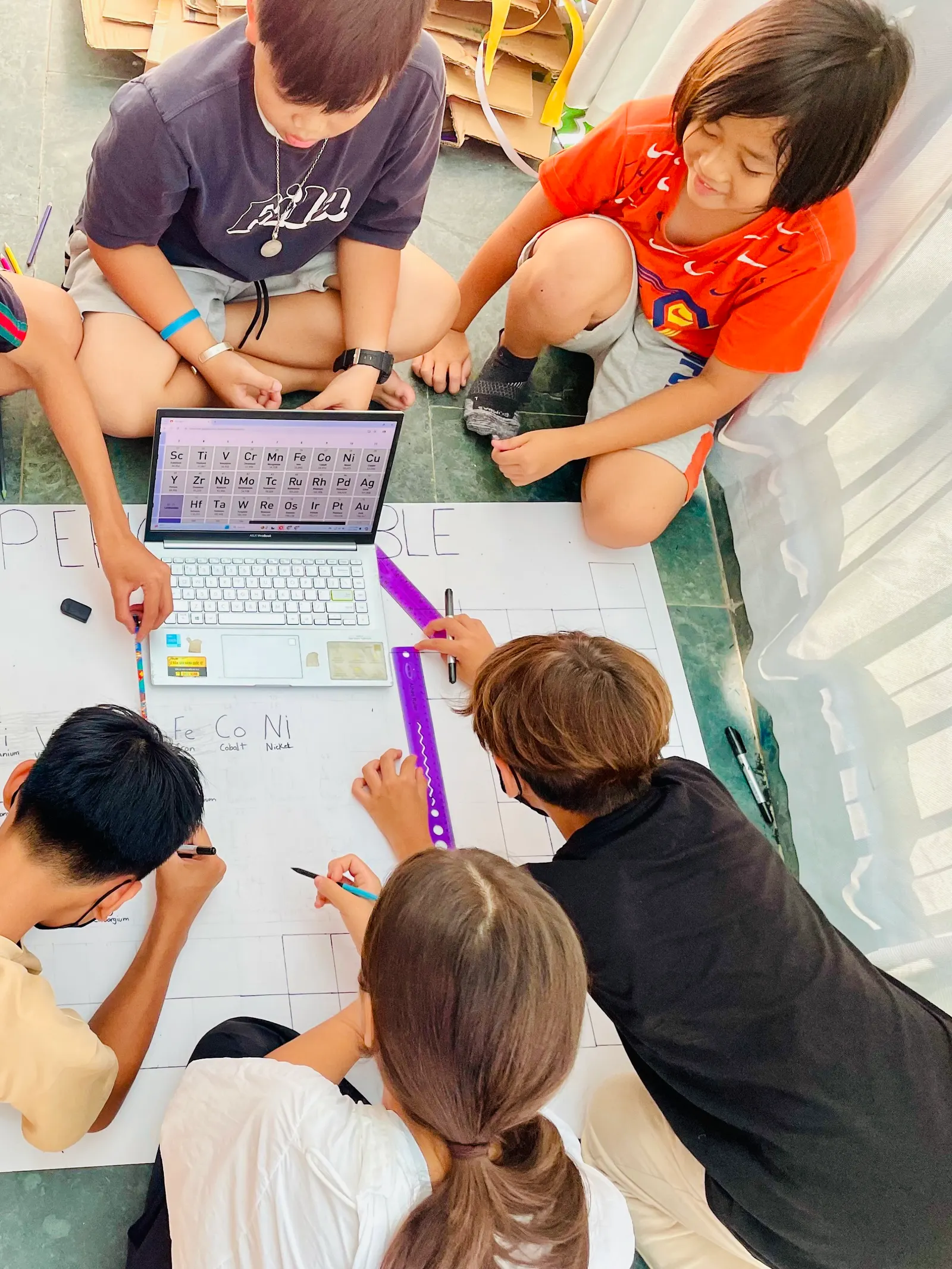 Upper Secondary students working on a group project
